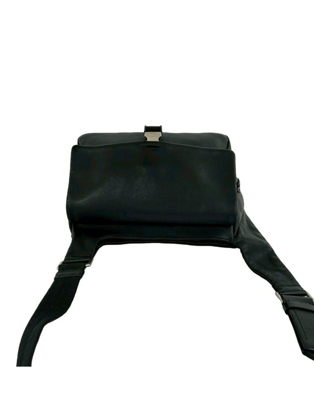 Prada Logo Leather Shoulder Bag Crossbody Pochette Black - Picture 4 of 10